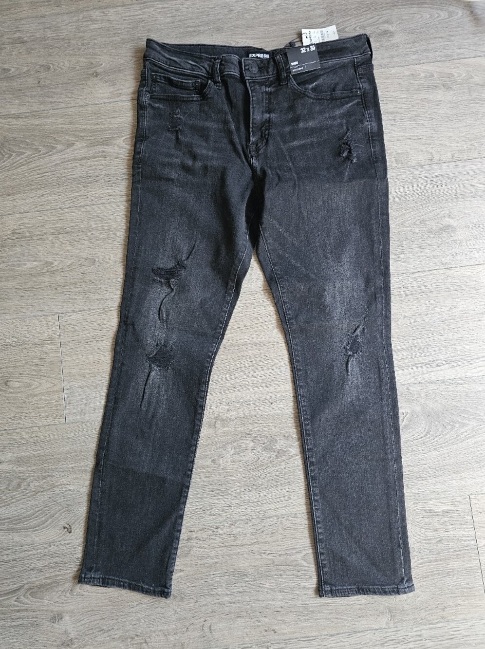 Express Black Skinny Distressed Jeans